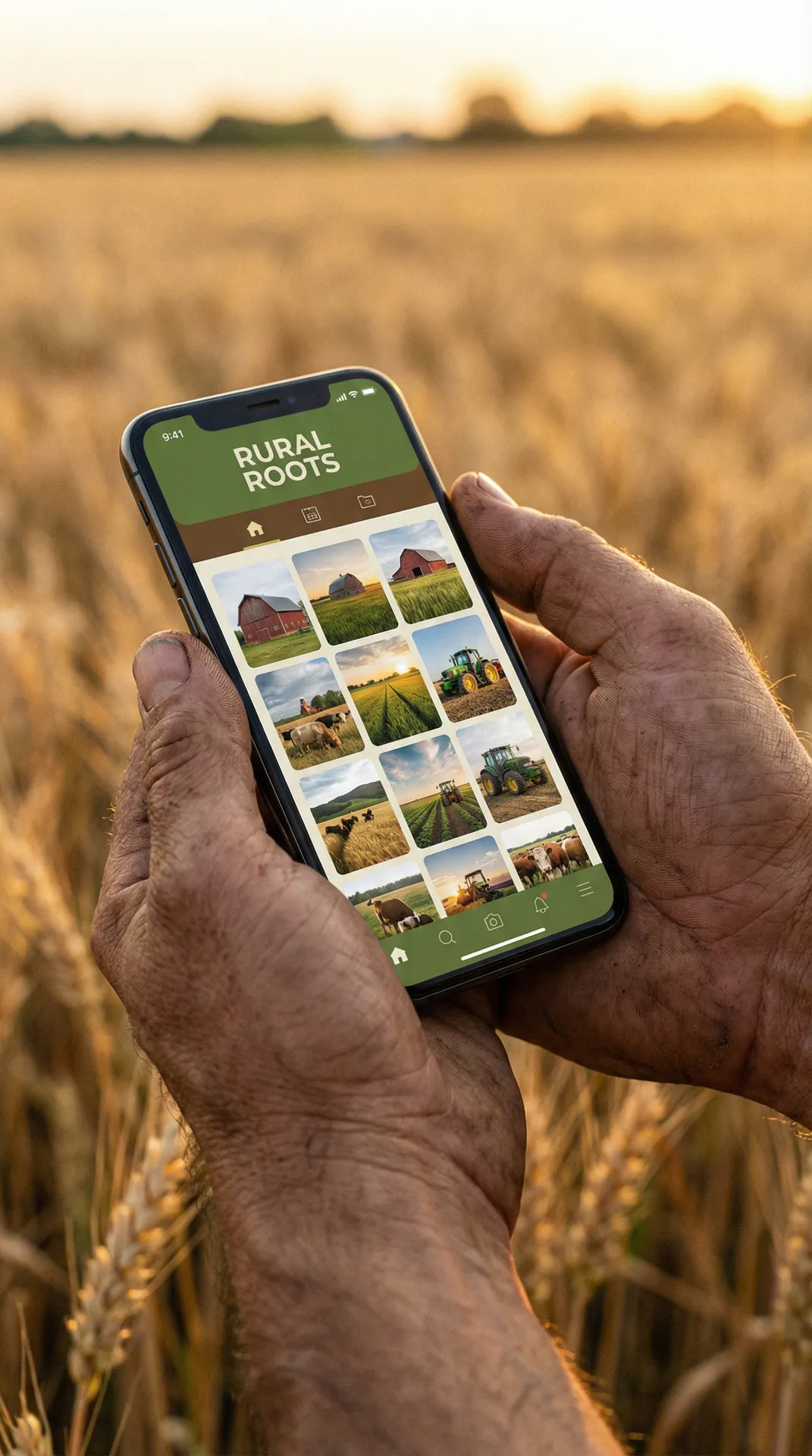 手机上展示的 老汉推车- 乡村生活APP界面